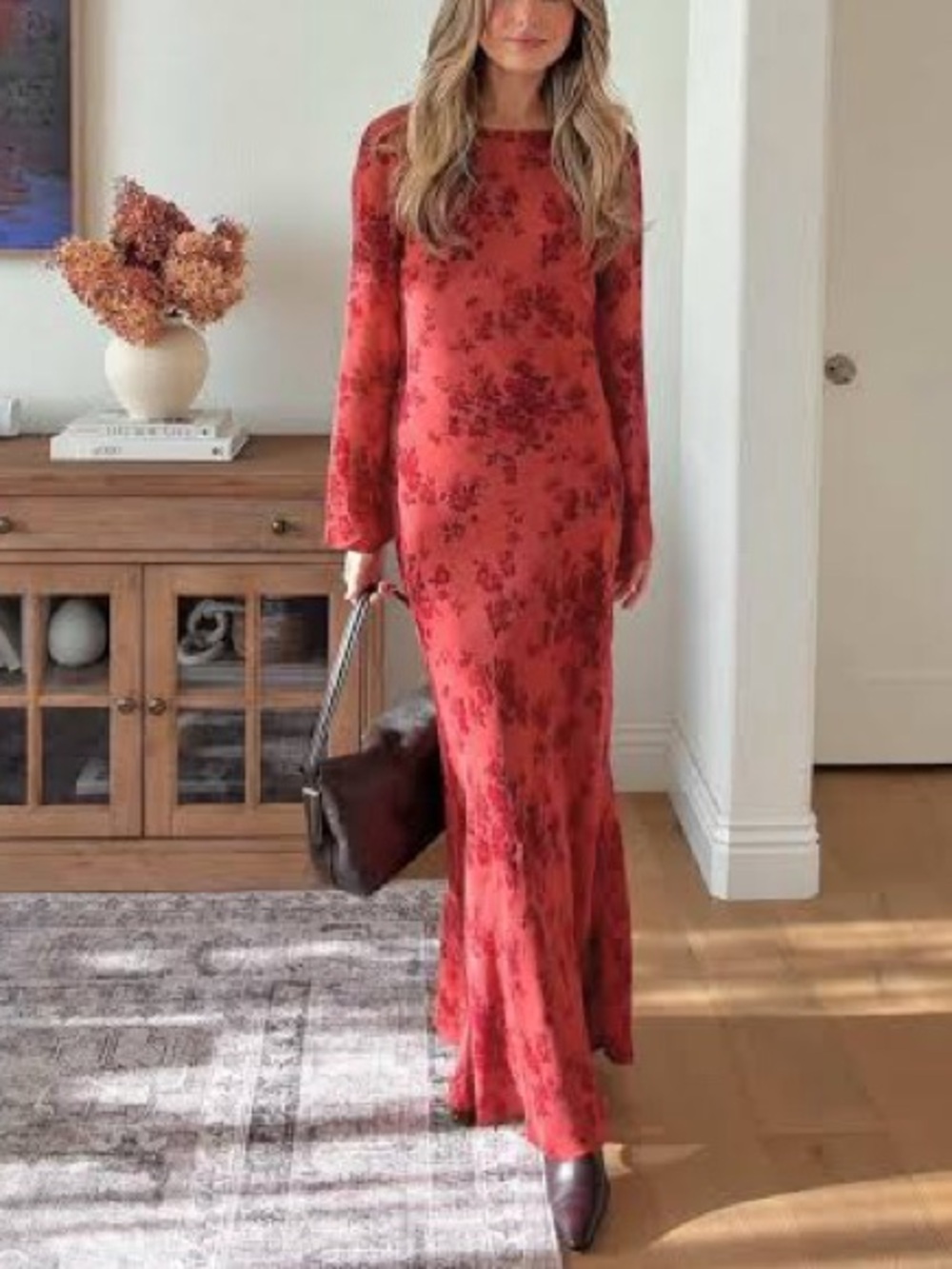 Reformation Esra Floral Print Long Sleeve Dress